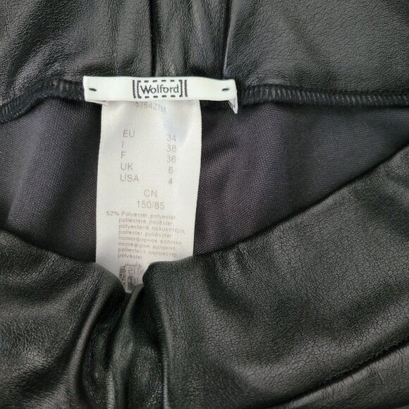 Wolford Black Faux Leather Estella Leggings Size 4 - Picture 4 of 4